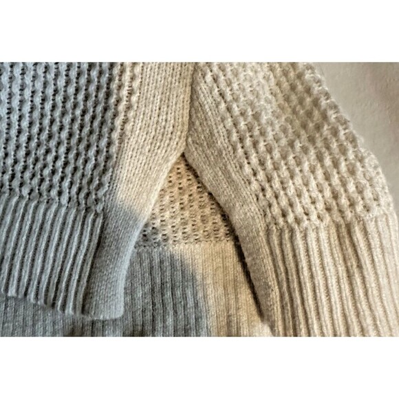 LOFT Basketweave Pointelle Shirttail Sweater - Cream/Ivory - Size Large - Picture 3 of 13